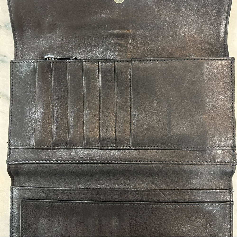 DKNY Black Twill & Leather Vintage Wallet Clutch – Y2K Era - Picture 5 of 12